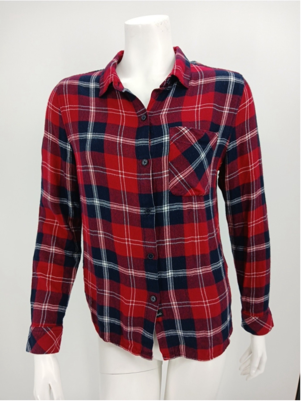 Rails Womens Red Navy Plaid Button Front Top Size S Rayon